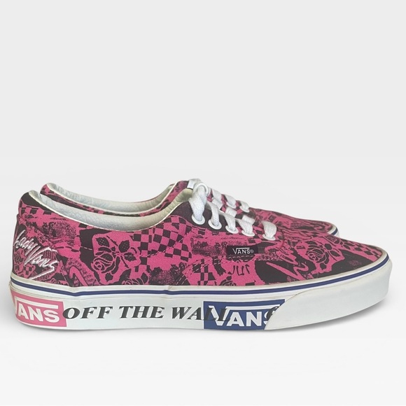 LADY VANS Sneakers Shoes Womens 10 Mens 8.5 Azalea Pink & Black Off Wall Lace Up - Picture 6 of 11
